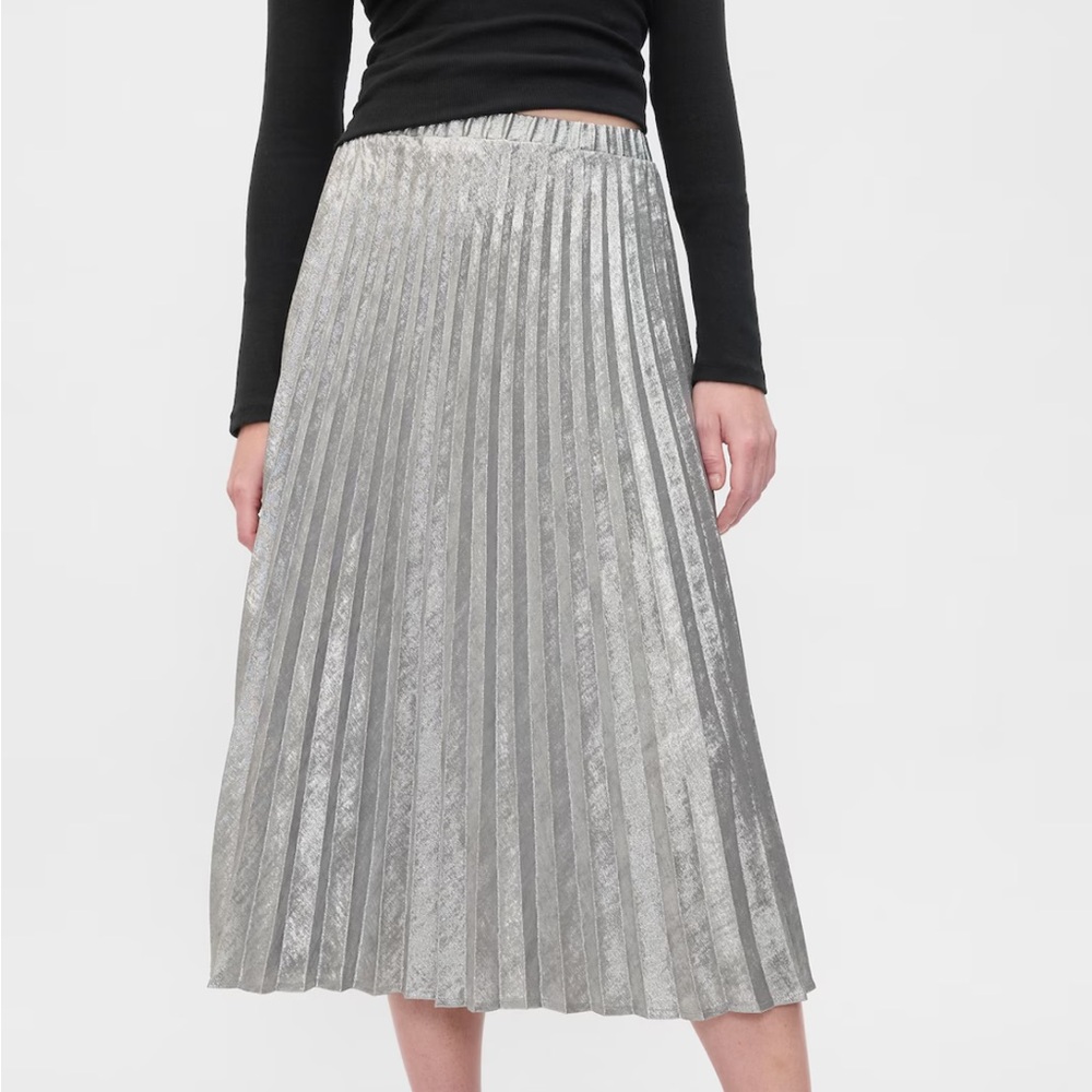 NWT Gap Factory Metallic Pleated Midi Skirt  - size 18